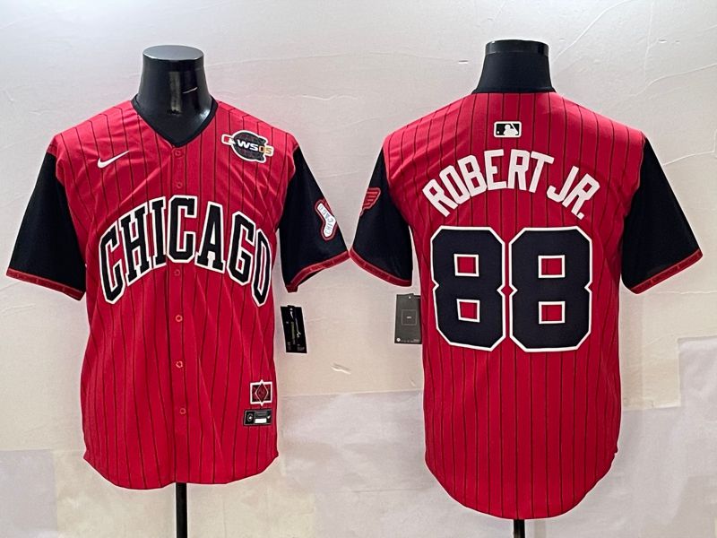 Men Chicago White Sox #88 Robert jr Red Stripe Joint Name 2025 Nike MLB Jersey style 10->chicago white sox->MLB Jersey